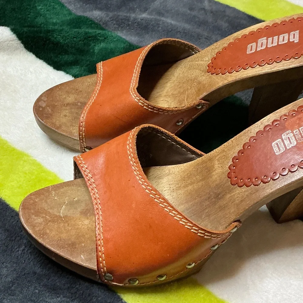 BONGO Women's Orange Leather Mules Size 7 - Picture 12 of 13